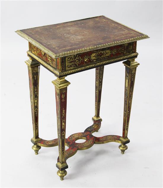 A Louis XIV boullework occasional table, W.1ft 7.5in D.1ft 2in. H. 2ft 3in.